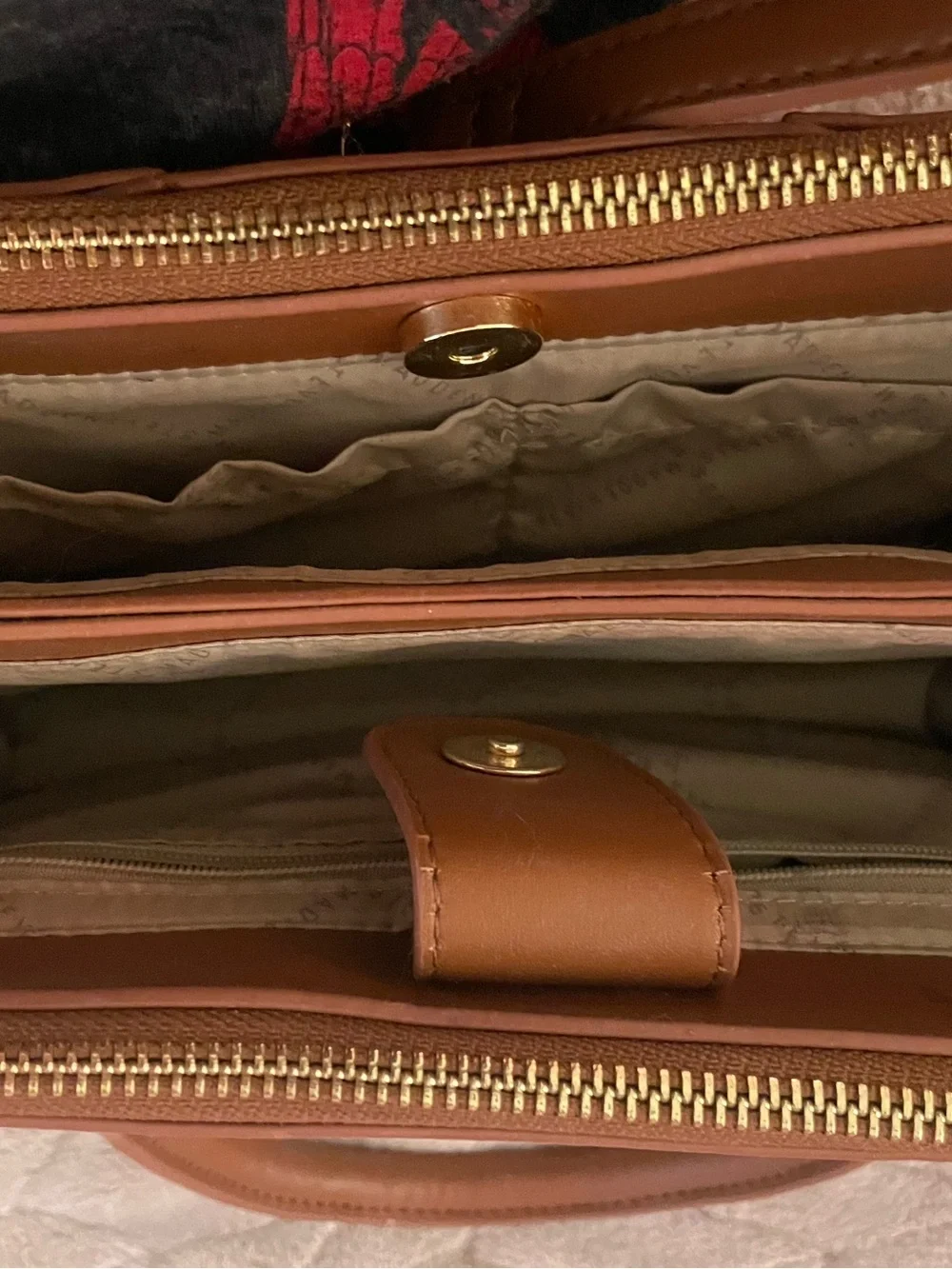 Steve Madden Tan Leather & Suede Satchel with Gold Hardware
